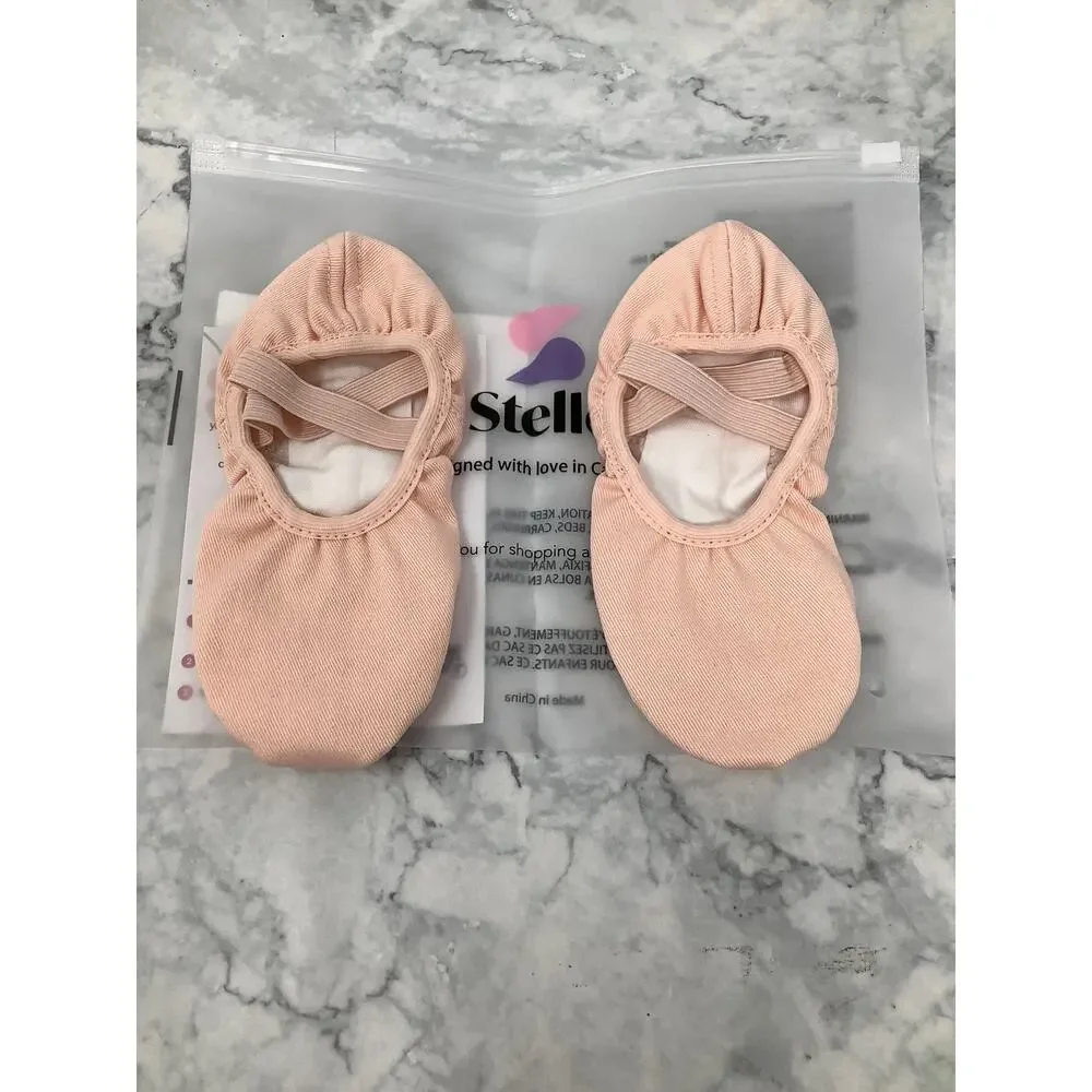 Stelle Toddler 10T Ballet Pink Highly Elastic Canvas Dance Ballerina Shoes D27-3